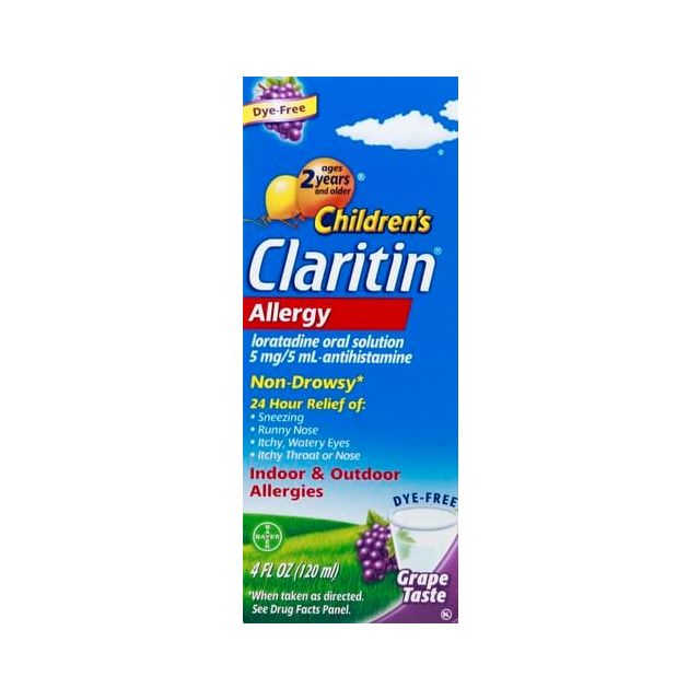 Claritin Children's 24 Hour Non-Drowsy Allergy Oral Solution 5 mg / 5 ml Grape 4Oz
