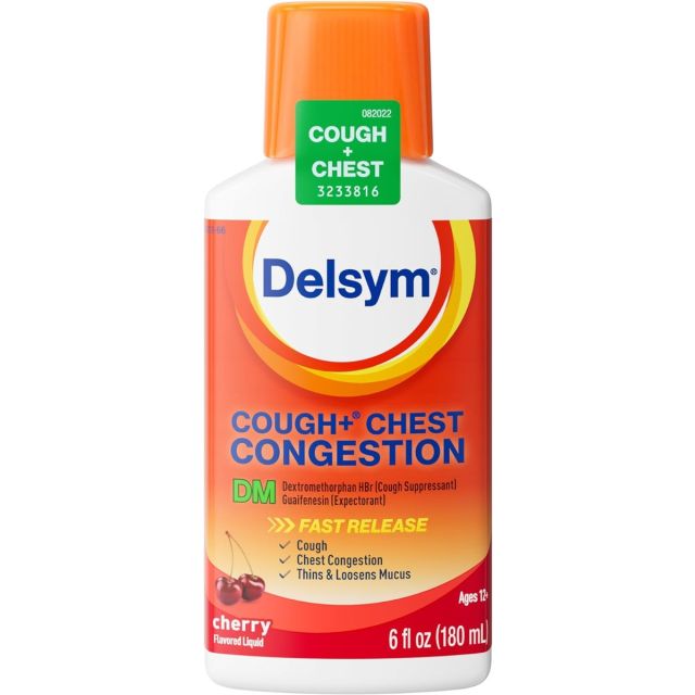 Delsym Max Strength Cough Plus Chest Congestion DM Liquid Cherry Flavor 6 fl oz