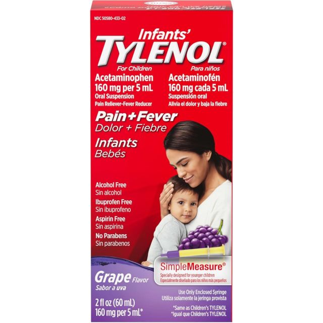 Tylenol Infants Acetaminophen Liquid Medicine Grape 2 fl oz