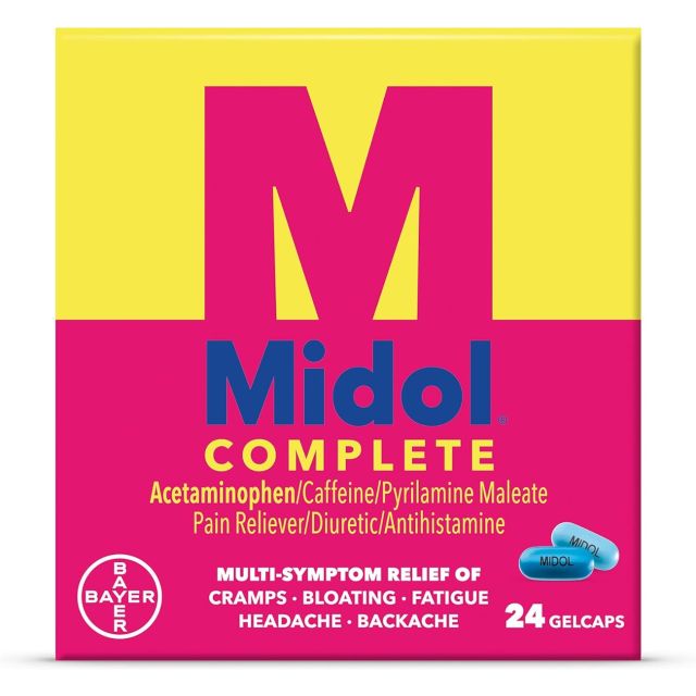 Midol Complete 24ct Gelcaps Menstrual Pain Relief with Acetaminophen