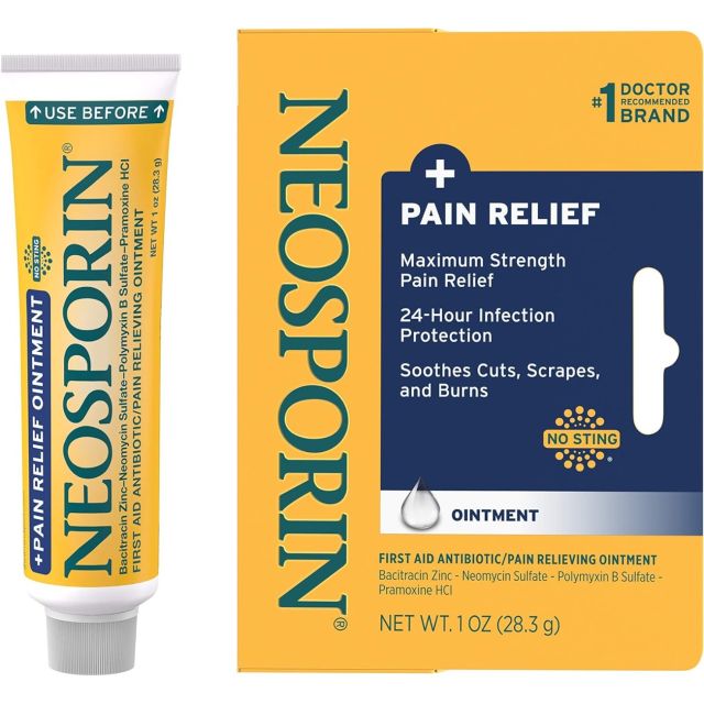 Neosporin + Maximum-Strength Pain Relief Dual Action Antibiotic Ointment with Bacitracin Zinc, 1 oz