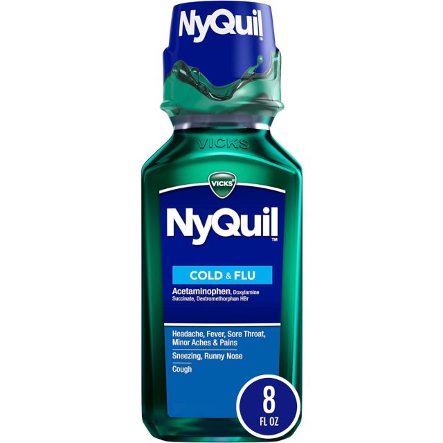 Vicks NyQuil Cold and Flu Relief 8oz Liquid Medicine Powerful Multi-Symptom Nighttime Relief