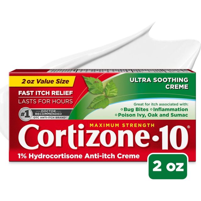 Cortizone 10 Maximum Strength Ultra Soothing Anti-Itch Cream, 1% Hydrocortisone Creme, 2 oz.