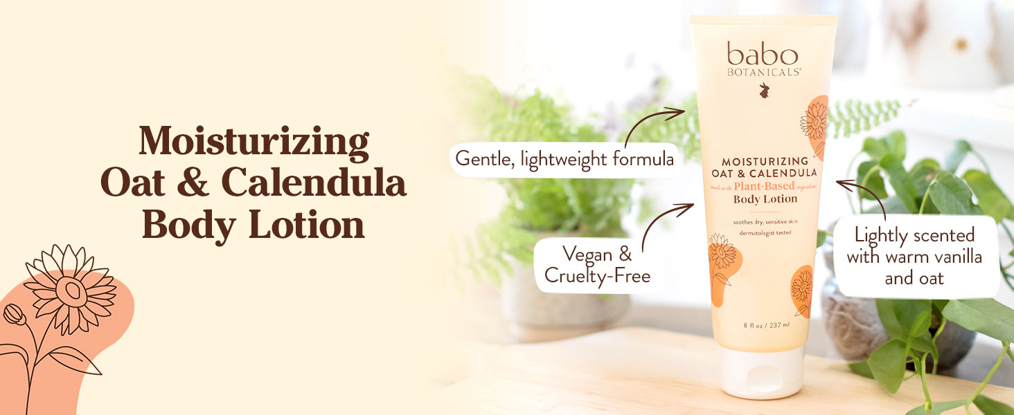 Babo Botanicals Moisturizing Oat & Calendula Body Lotion 8oz highlights Babo Botanicals Moisturizing Oat & Calendula Body Lotion 8oz