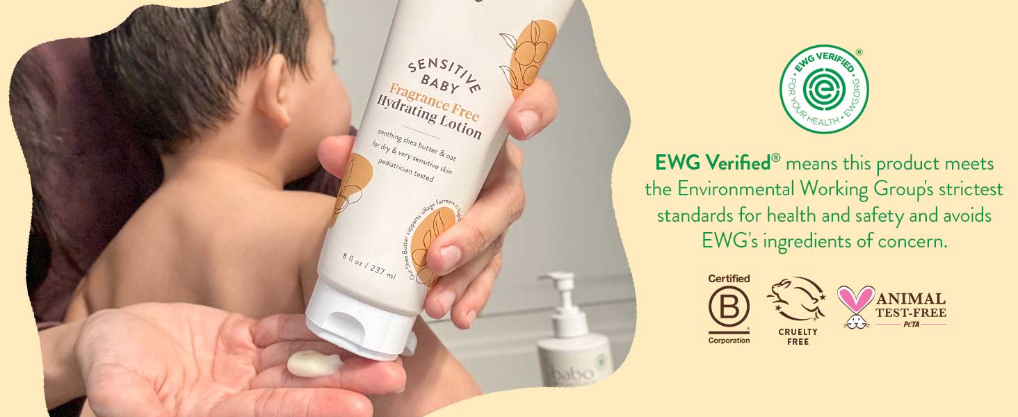 Babo Botanicals Sensitive Baby Lotion EWG Certified animal free, cruelty free Babo Botanicals Sensitive Baby Lotion EWG Certified