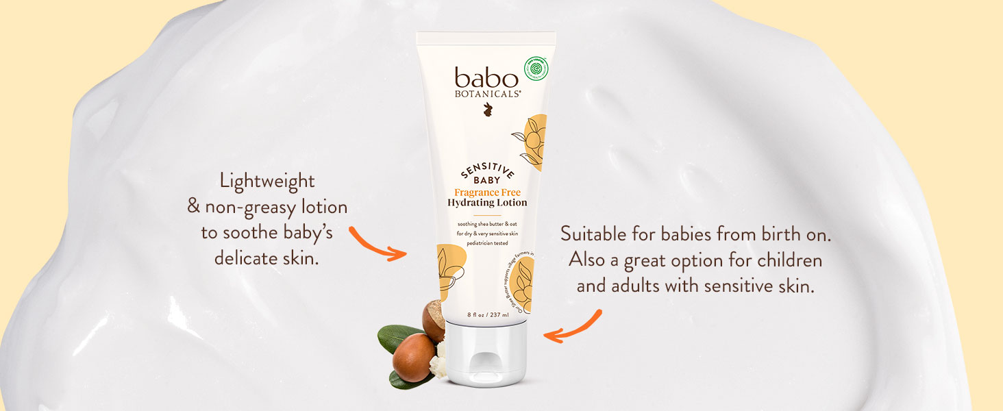 Babo Botanicals Sensitive Baby Lotion lightweight and non-greasy hydrating lotion Babo Botanicals Sensitive Baby Lotion lightweight and non-greasy