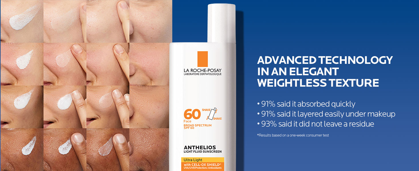 La Roche-Posay Anthelios Light Fluid Facial Sunscreen SPF 60 advaced technology benefits