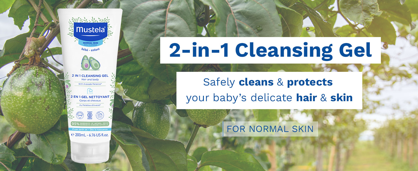 Mustela Baby 2-in-1 Cleansing Gel safely cleans and protects babies and adults Mustela Baby 2-in-1 Cleansing Gel safely cleans and protects