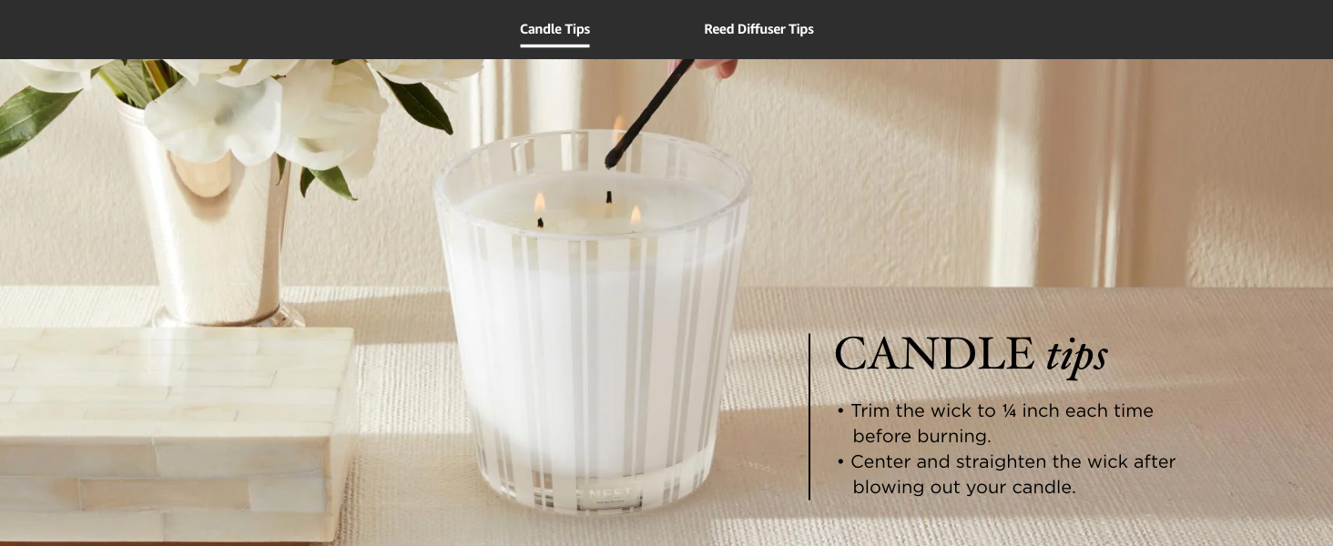 NEST NY Cucumber & White Sage Scented 3-Wick Candle tips NEST NY Cucumber & White Sage Scented 3-Wick Candle tips